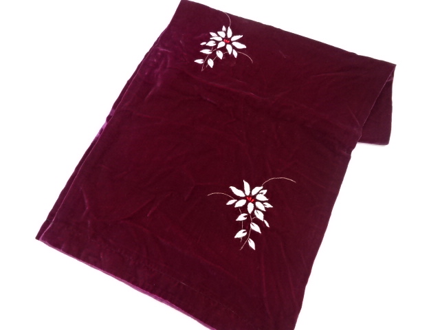 アンティーク　ビロード花模様刺繍ショール